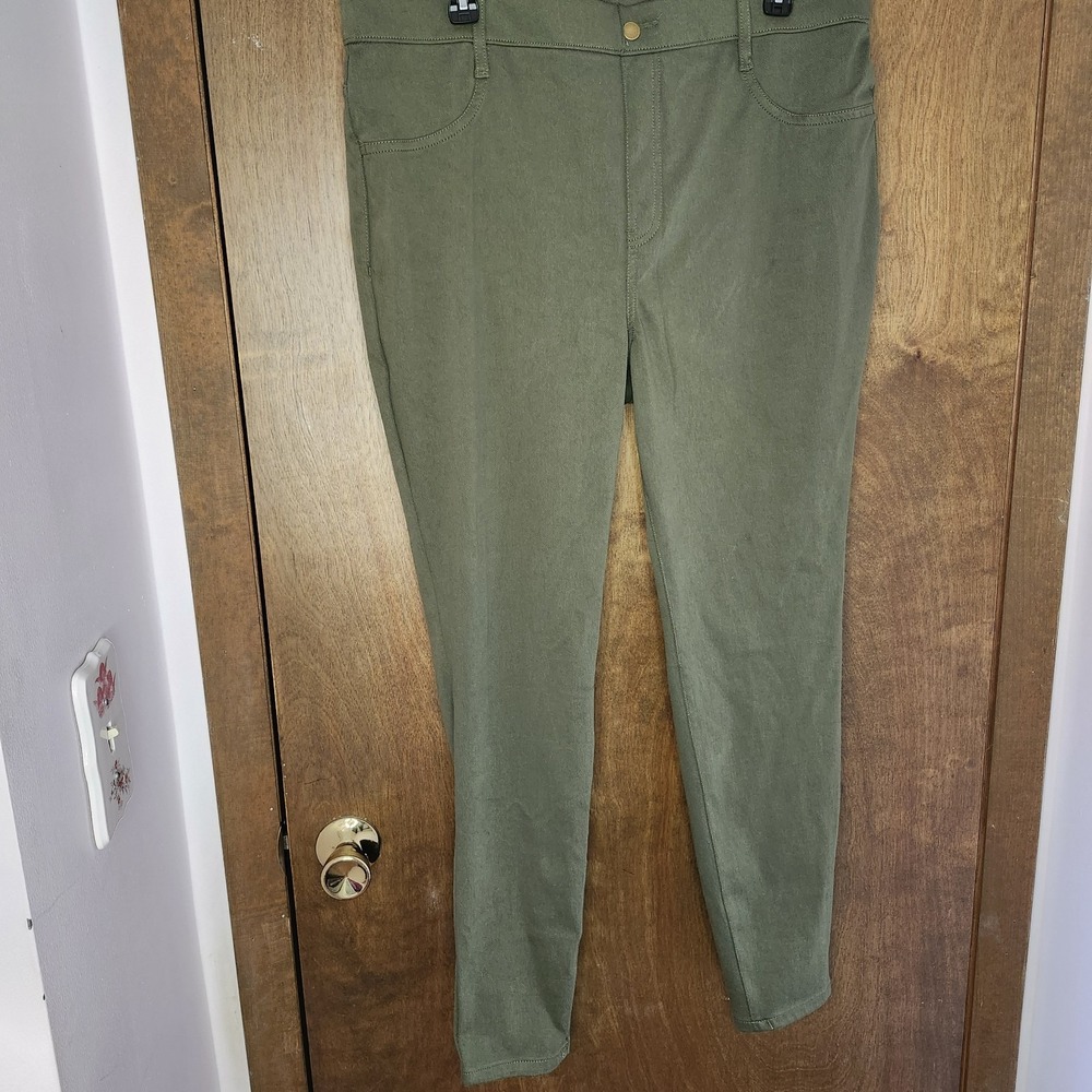 NWT Time and Tru High Rise Stretch Fitted Jeggings Olive Green Women's Size XXL